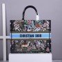 Dior Large Book Tote 41CM Forest Motif Embroidery Black