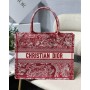 Dior Medium Book Tote 36CM Embroidery Red