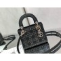 Dior Mini Lady Dior Bag 17CM Strass Cannage Satin Black
