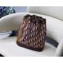 Dior Oblique Drawstring Chain Bucket Bag Burgundy