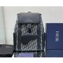 Dior Saddle Backpack Black Beige Dior Oblique Jacquard Grained Calfskin