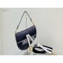 Dior Saddle Bag with Strap Oblique Embroidered Cotton Black