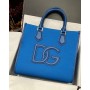 Dolce&Gabbana Canvas Shopper with Calfskin Nappa Blue