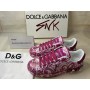 Dolce & Gabbana Majolica-print Calfskin Portofino Unisex Sneakers Fuchsia