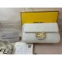 Fendi Baguette FF Canvas Shoulder Bag White