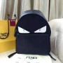 Fendi Bugs Backpack Leather Nylon Navy Blue
