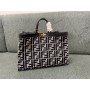 Fendi Peekaboo Ff Fabric Medium Tote Bag Black