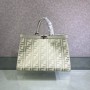 Fendi Peekaboo Ff Fabric Medium Tote Bag Green