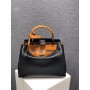 Fendi Peekaboo Iconic Bag with Strap Black Caramel