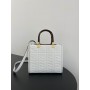 Fendi Small Sunshine Shopper Tote Bag FF Embossed White