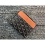Goyard Chevron Small Zip Wallet Black With Brown Leather Trim