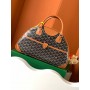 Goyard Large Goyardine Saint Jeanne Bowler Bag Brown