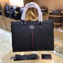 Gucci Double G Grained Leather Briefcase Black