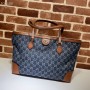 Gucci Indigo Brown Ophidia Denim Tote Blue