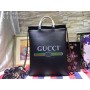 Gucci Print Leather Drawstring Backpack Bag Black
