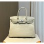 Hermes Birkin 30cm Bag Crocodile Embossed Silver Hardware Nile Grey
