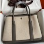 Hermes Garden Party 30CM Handmade Toile and Etain Leather
