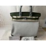 Hermes HAC Birkin 40 Bag Vert Veronese Togo Leather Ecru Vert Amande Toile Palladium Hardware