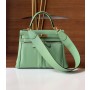 Hermes Lakis Kelly Bag Swift Leather Toile Gold Plated 28CM Green