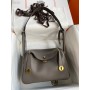 Hermes Lindy 26CM Bag Clemence Leather Handcrafted Gray