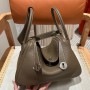 Hermes Lindy 26cm Bag In Étoupe Clemence Leather Palladium Hardware