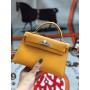 Hermes Mini Kelly II Bag Chèvre Mysore Leather Yellow