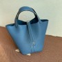 Hermes Picotin Lock 18 Bag Blue Clemence Palladium Hardware
