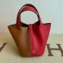 Hermes Picotin Lock 18 Bag Red Brown Clemence Palladium Hardware