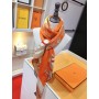 Hermes Scarf Wraps Square Shawl Wheel Pattern Orange