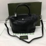 Longchamp Le Pliage Cuir Leather Top Handle Bag Black