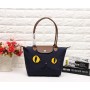Longchamp Le Pliage Miaou Cat Medium Tote Bag Navy Blue