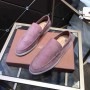 Loro Piana Summer Walk Loafers Unisex Suede Pink