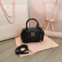 Miu Miu 5BB123 Matelassé Nappa Leather Top-handle Bag Black