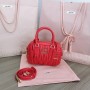 Miu Miu 5BB123 Matelassé Nappa Leather Top-handle Bag Red