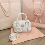 Miu Miu 5BB123 Matelassé Nappa Leather Top-handle Bag White