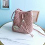 Miu Miu Crystal-Embellished Matelassé Bucket Bag Pink