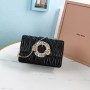 Miu Miu Matelassé Leather Clutch Bag With Jewel Buckle Black