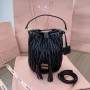 Miu Miu Matelassé Nappa Leather Bucket Bag Black