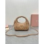 Miu Miu Wander Matelassé Nappa Leather Mini Hobo Bag Brown