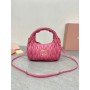 Miu Miu Wander Matelassé Nappa Leather Mini Hobo Bag Rose Pink