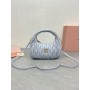 Miu Miu Wander Matelassé Nappa Leather Mini Hobo Bag Smoke