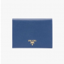 Prada 1mv412 Leather Passport Holder In Navy Blue