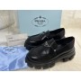 Prada Brushed Leather Monolith Loafers Unisex Black