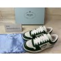 Prada Downtown Leather Sneakers Unisex White Green