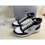 Prada Men's Leather High-Top Sneakers Black White