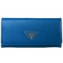 Prada Saffiano Leather Wallet Triangle Logo Blue
