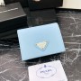 Prada Small Saffiano Leather Wallet 1MV021 Light Blue