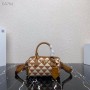 Prada Symbole Embroidered Fabric Top-handle Bag 1BB846 Brown