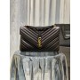 Saint Laurent College Large Chain Bag Quilted Leather Black Gold Hardware