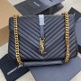 Saint Laurent College Large Shoulder Bag Black Gold Chain